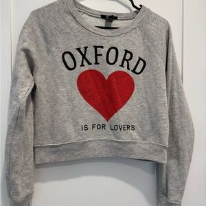 Forever 21 Gray Heart Crop Sweatshirt
